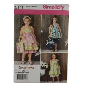 Simplicity 2171 Sarah Rose Childs Summer Ruffled Dress Top Pants Ptn  Size A 3-8